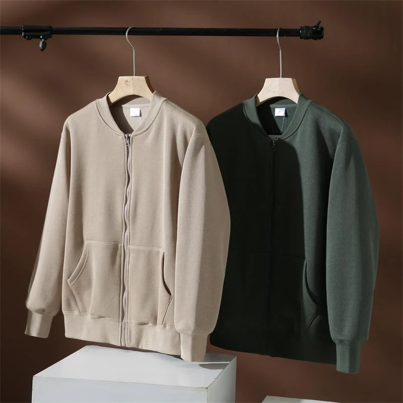 秋冬男士时尚简约棒球领加绒开衫卫衣休闲百搭夹克外套806/808