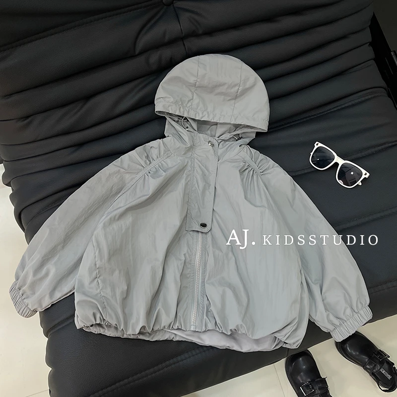 【兔小呗】2025春秋装儿童韩版时尚简约纯色休闲连帽外套HCXZ4069