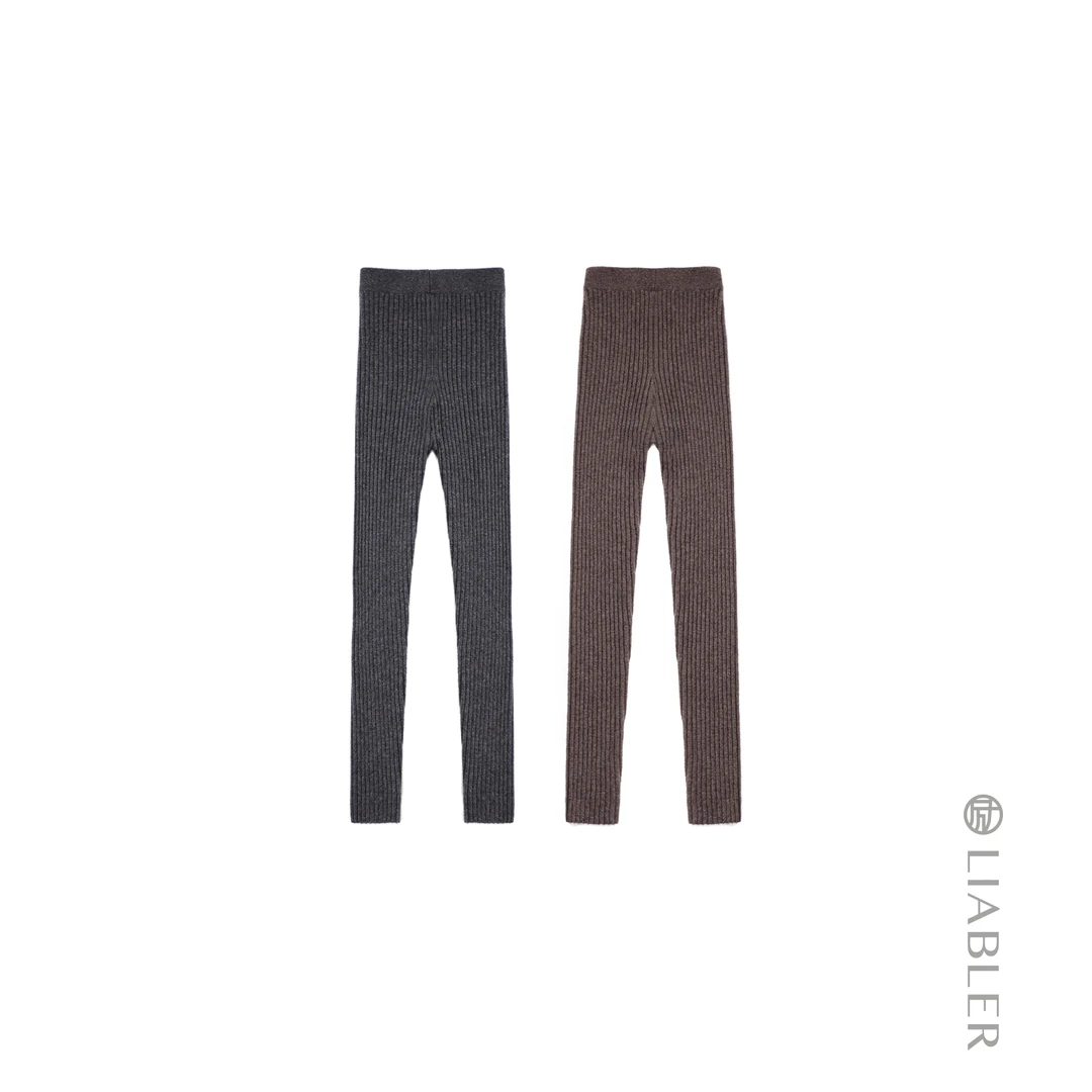 LIABLER/励2024秋冬坑条针织显瘦修身打底裤 LAW243183T