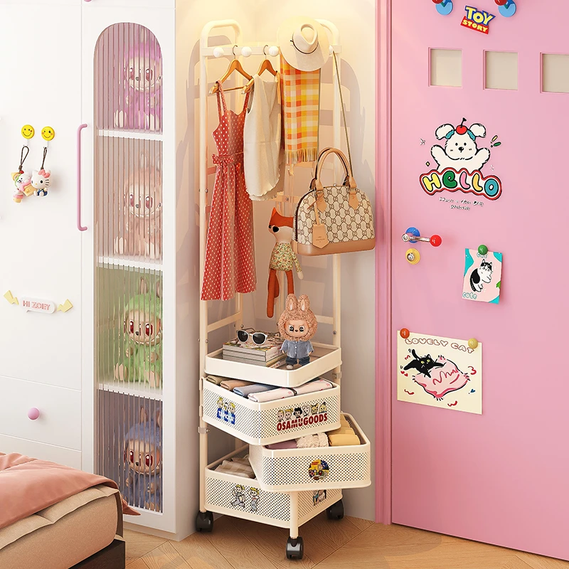 雅图诗转角衣帽架家用门口移动挂衣架卧室纯色衣架落地床头置物架