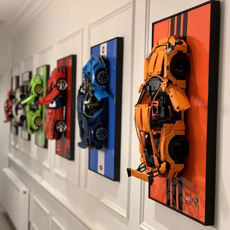 严选积木立体赛车上墙高清展示相框高级感玄关客厅卧室装饰画框