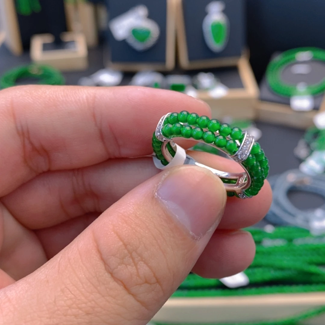 翡翠颈饰银S925镶嵌拍下备注圈口