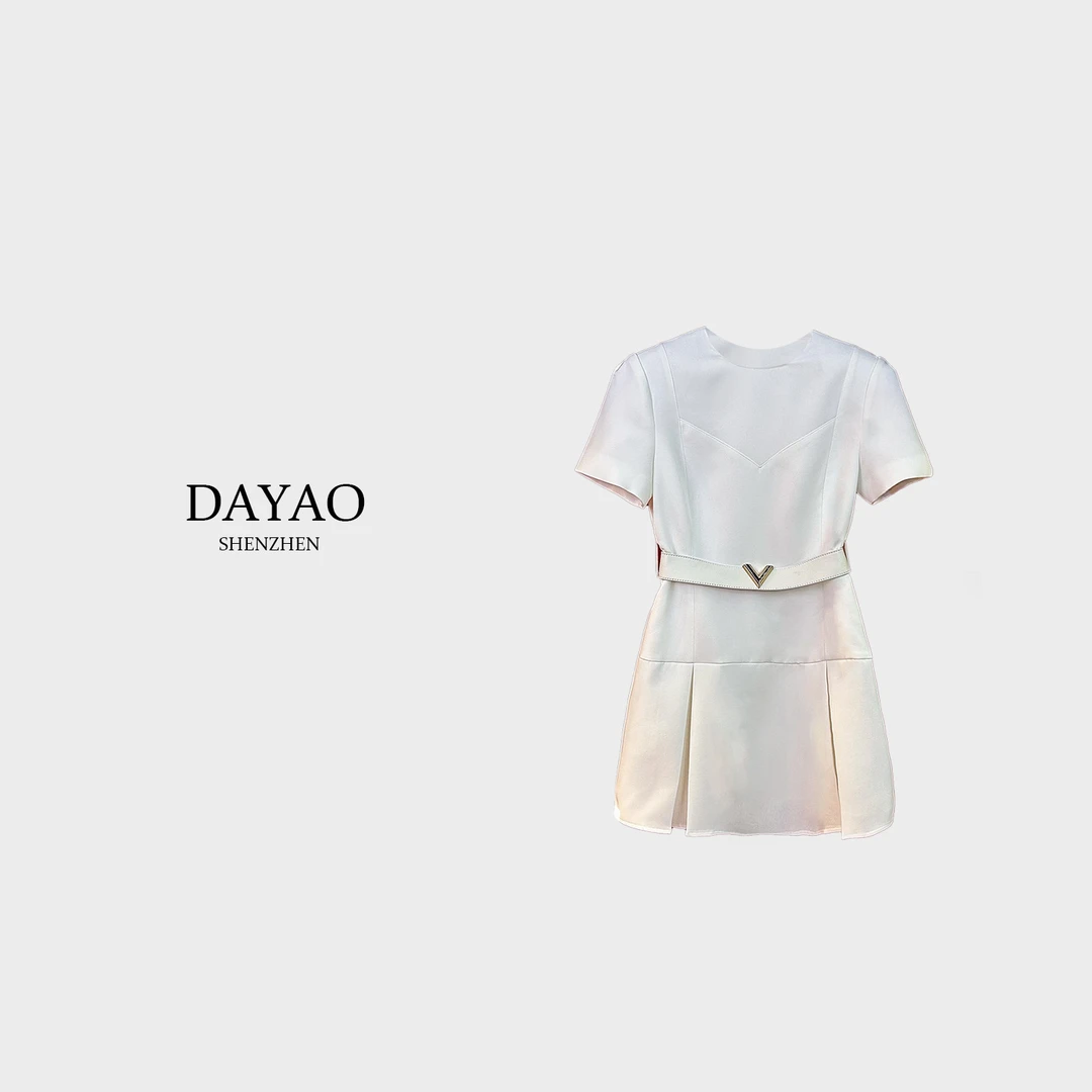 「DAYAO」名媛气质款白色时尚修身连衣裙青奢高端女装WY2424