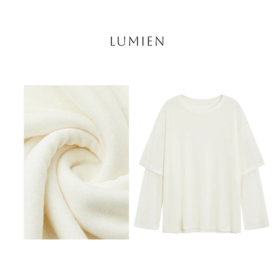 【LUMIEN】随性慵懒风设计感叠穿真两件显瘦百搭T恤上衣LX5ASS016