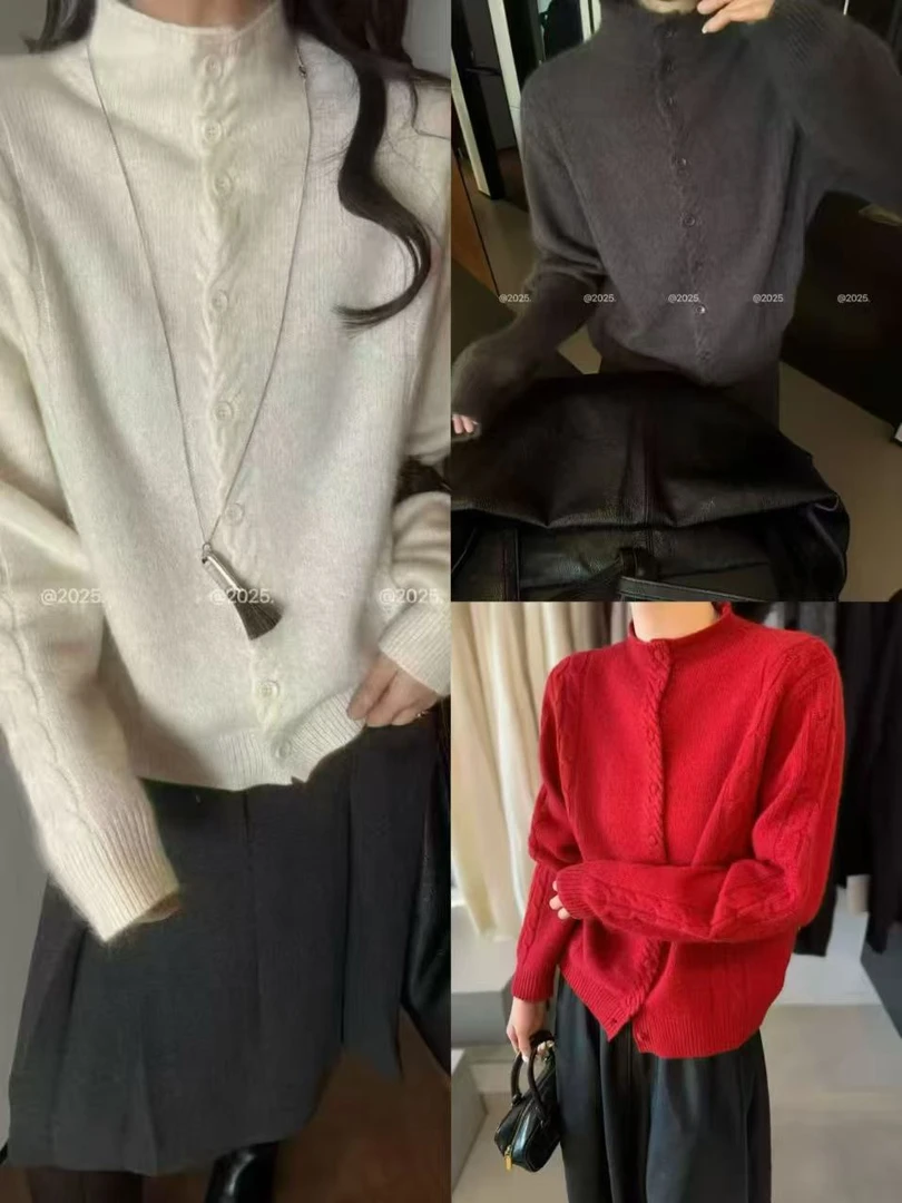 ZOZO-6238冬季新款女中领素版百搭羊毛毛衣