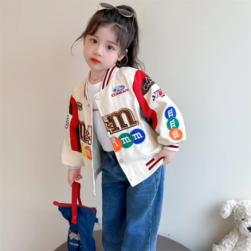 棒球服外套女童春秋款2025新款韩系穿搭儿童潮酷夹克开衫宝宝上衣