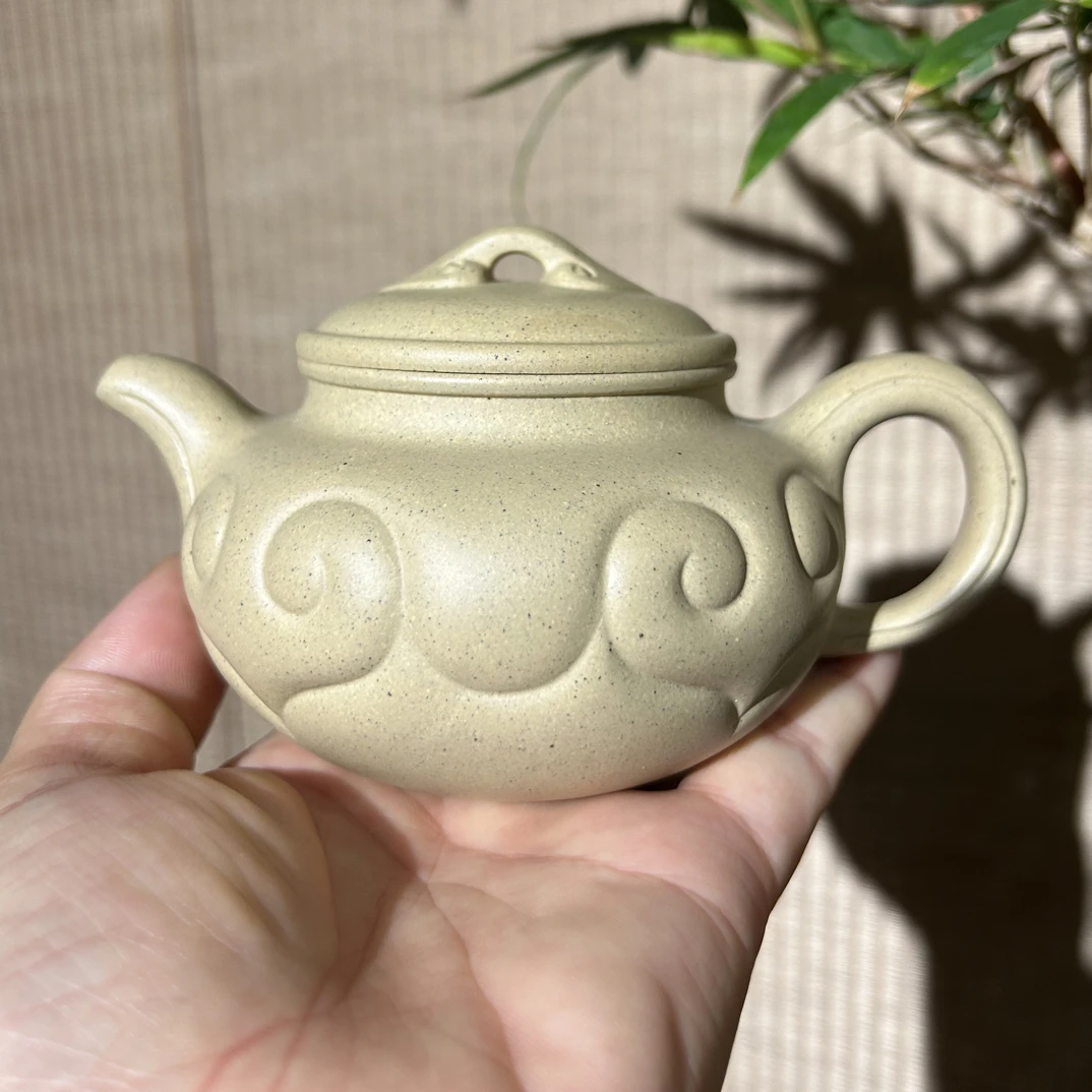 黄龙山原矿本山芝麻绿泥仿古如意紫砂壶220cc