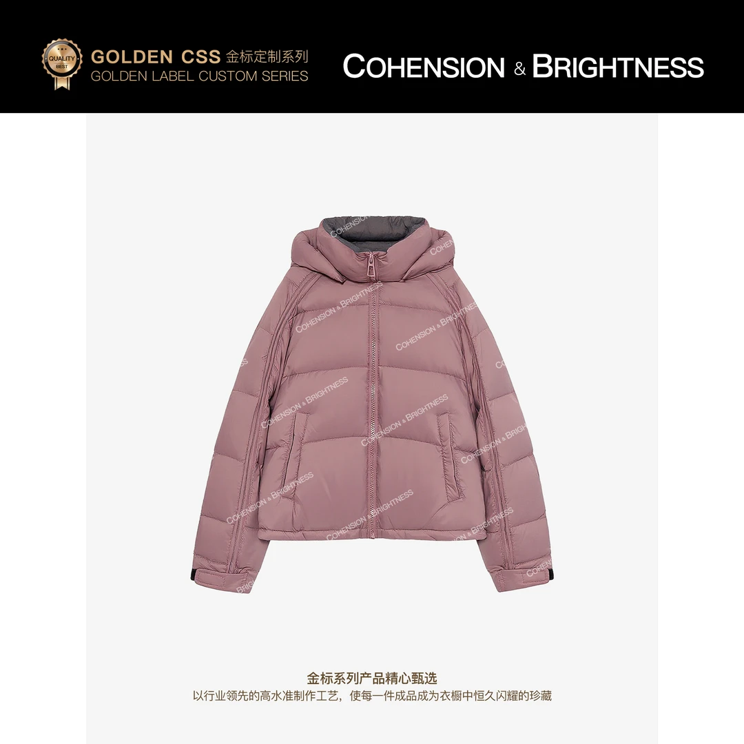 凝慧【​雪霁云暖】新款立领连帽宽松百搭减龄抽绳短款羽绒服VS065