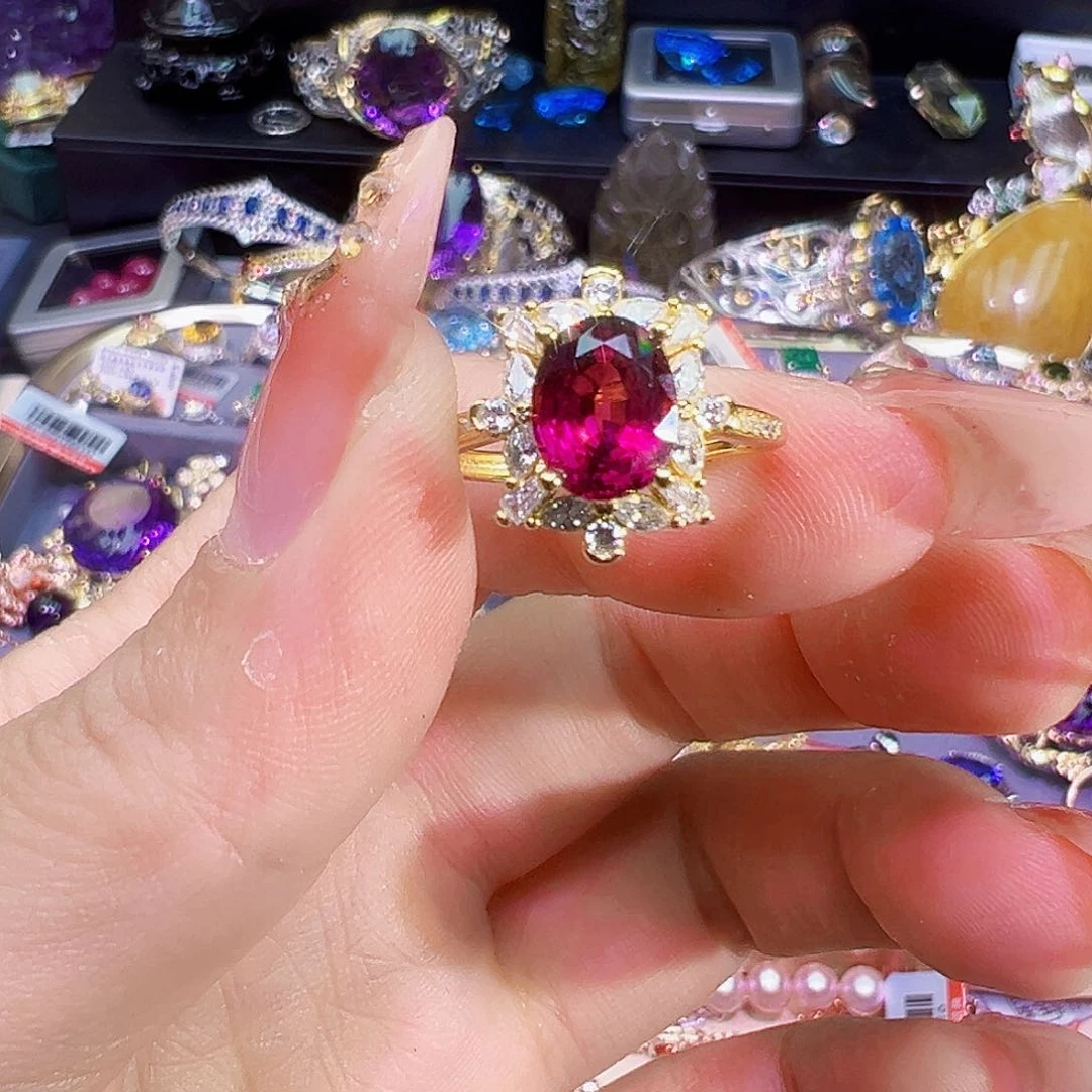 碧玺戒指银S925镶嵌碧玺s****粟