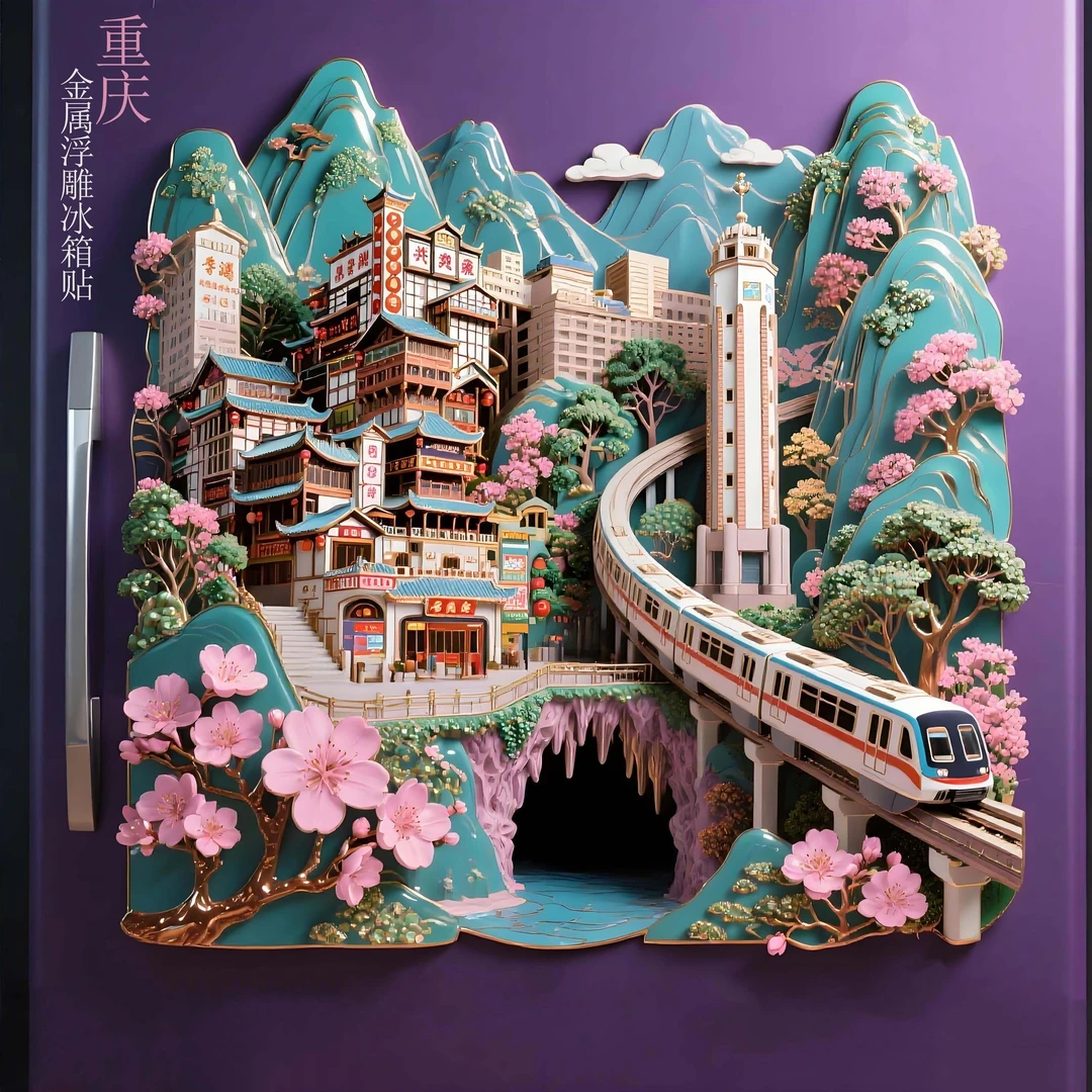 ［重庆系列］金属浮雕磁贴旅游景点纪念品国潮重庆北京冰箱贴