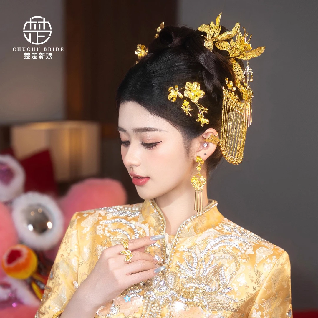 精致点翠合金高级感汉服龙凤褂头饰中式复古新娘古装发饰品