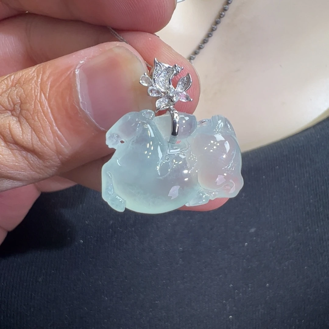 吊坠(不含链)18K金镶嵌翡翠