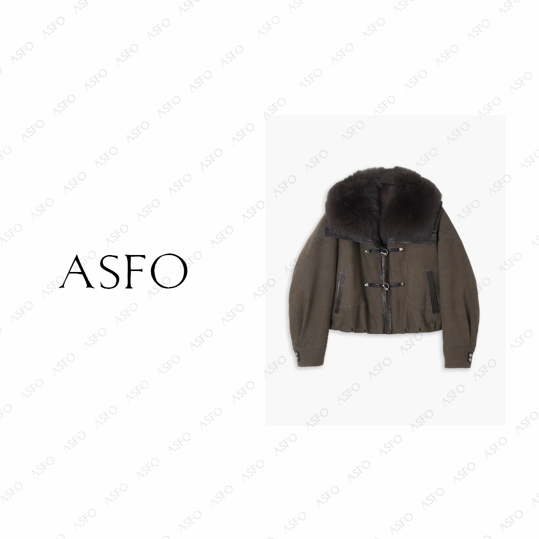 【AS青狐】25新狐狸毛领拼接皮草鹅绒服派克服AS25DMNWT04447