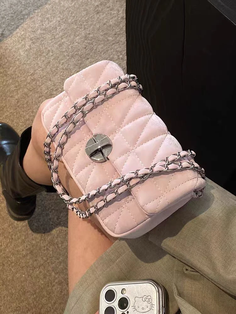 【双11好物】韩系小众包包女新款潮秋冬斜挎包时尚菱格链条小方包