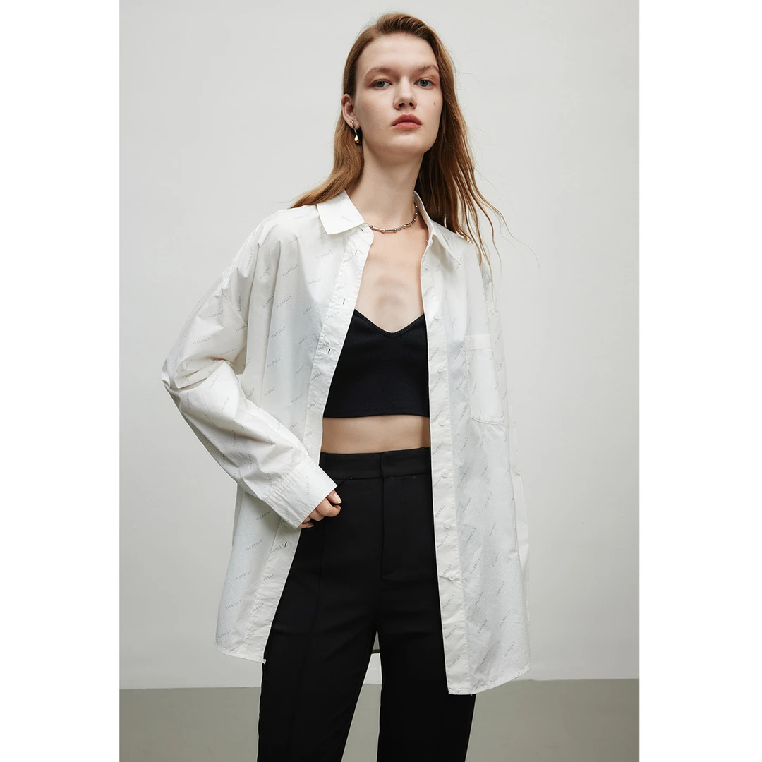 【辛小北专属】高级感百搭衬衫女长袖夏季简约时尚字母印花衬衣