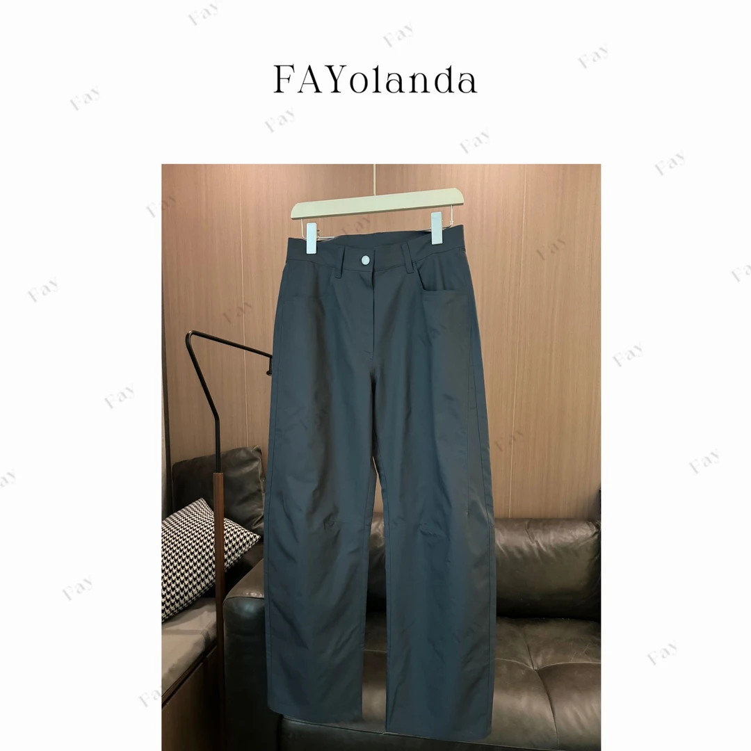 FAY | 膝盖处个性捏褶休闲长裤（1H03870）