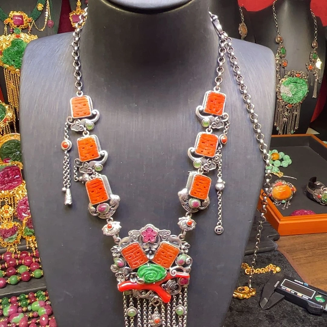 翡翠银S925镶嵌耳饰