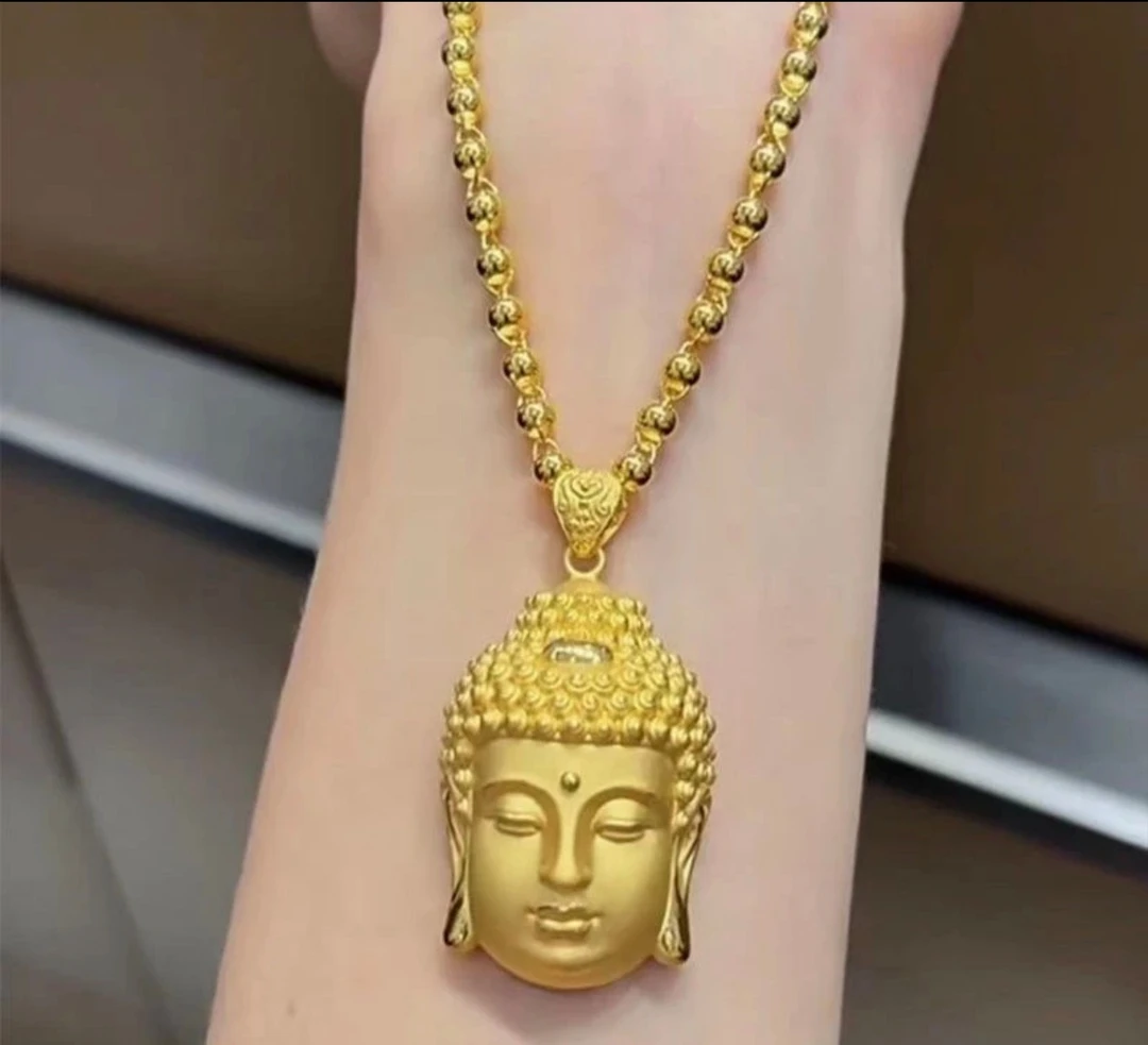 铜合金项链 《金色大佛头+珠珠链》本命佛项链古法经典传承坠链