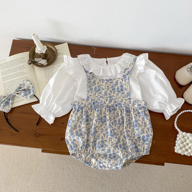 2025春秋季婴儿衣服女宝宝爬服碎花包屁衣女童韩版长袖姐妹装秋款