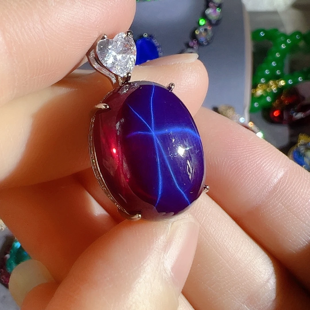 花岗石钨合金红色蓝色吊坠