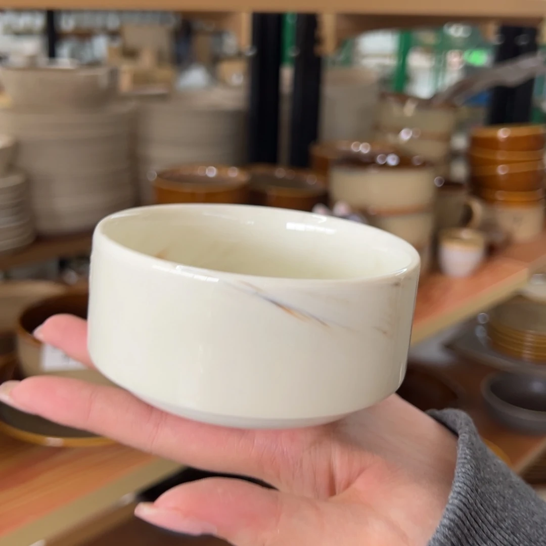 新骨瓷039瑕疵慎拍 云纹石 4寸 直口碗