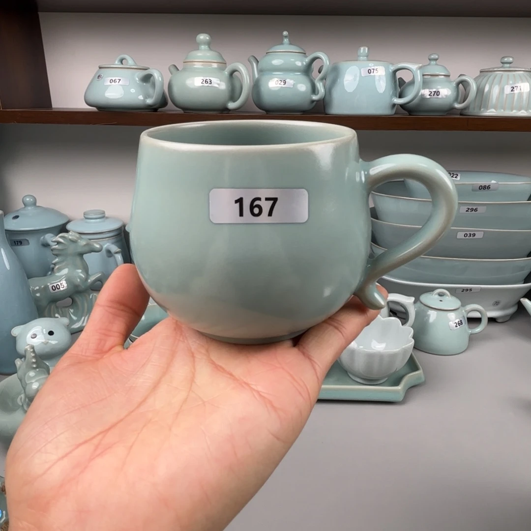 陶摆件汝瓷马克杯支钉烧仿古釉167