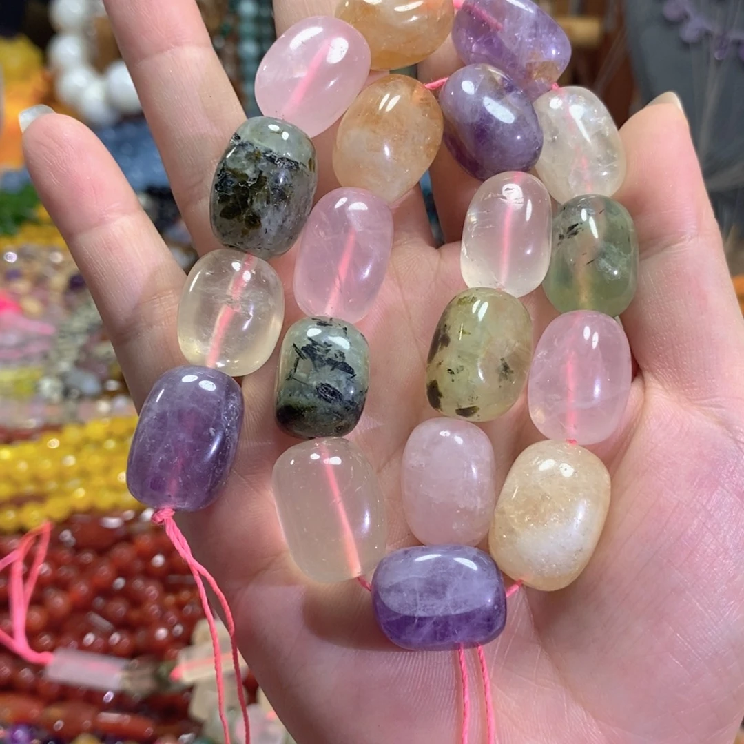 玛瑙/玉髓未镶嵌珠宝半成品多宝水晶随型一条卡15*20mm