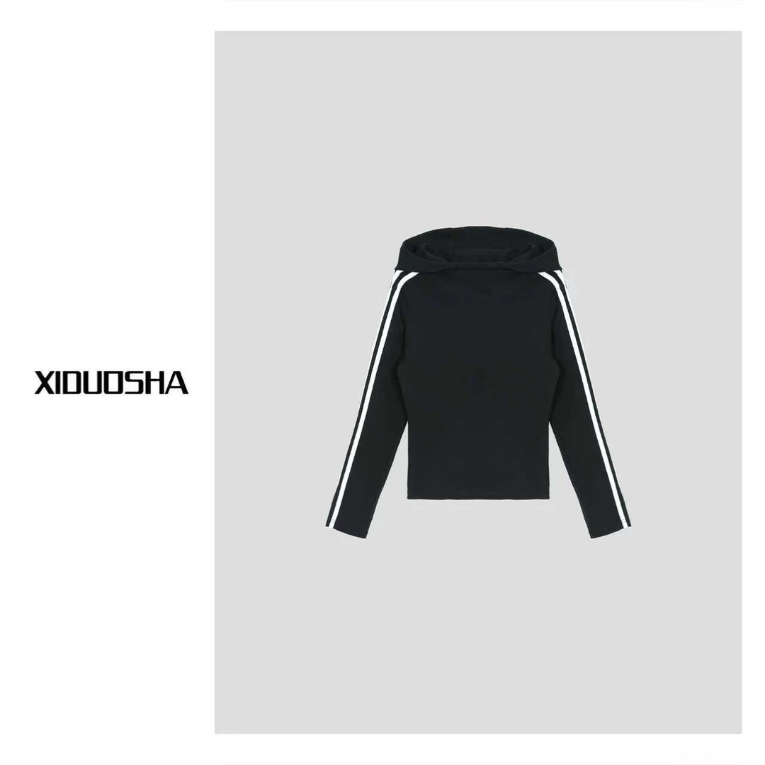 XIDUOSHA/喜朵莎原创设计款连帽拼条卫衣 XDS1541