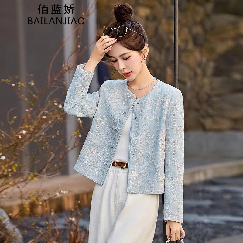 新中式刺绣国风外套女2025年春季新款小香风超好看小个子短款上衣