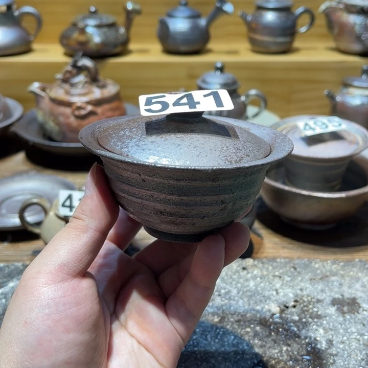 手工制作柴烧盖碗微微瑕541