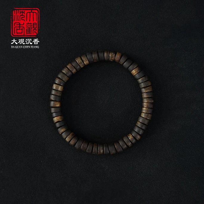 沉香【初韵-春祺】奇楠沉香奇楠直切片珠单圈手串（多样性发其一）