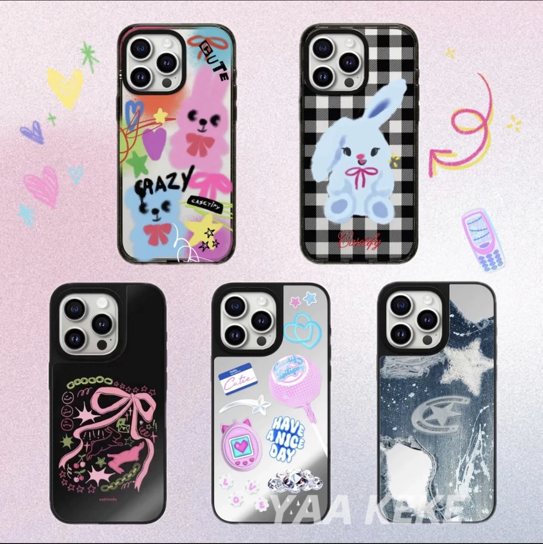 新款兔子Y2K系列CASE明星同款适用苹果手机壳iphone16PM镜面壳14p