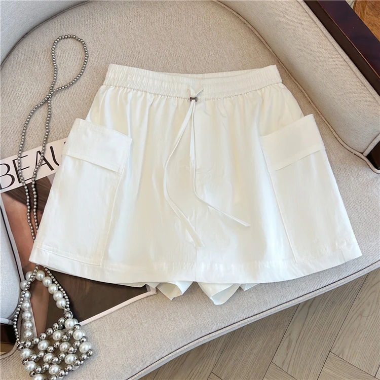 2025夏季新款裤裙女口袋高腰工装风裙裤时尚设计宽松显瘦休闲裤子