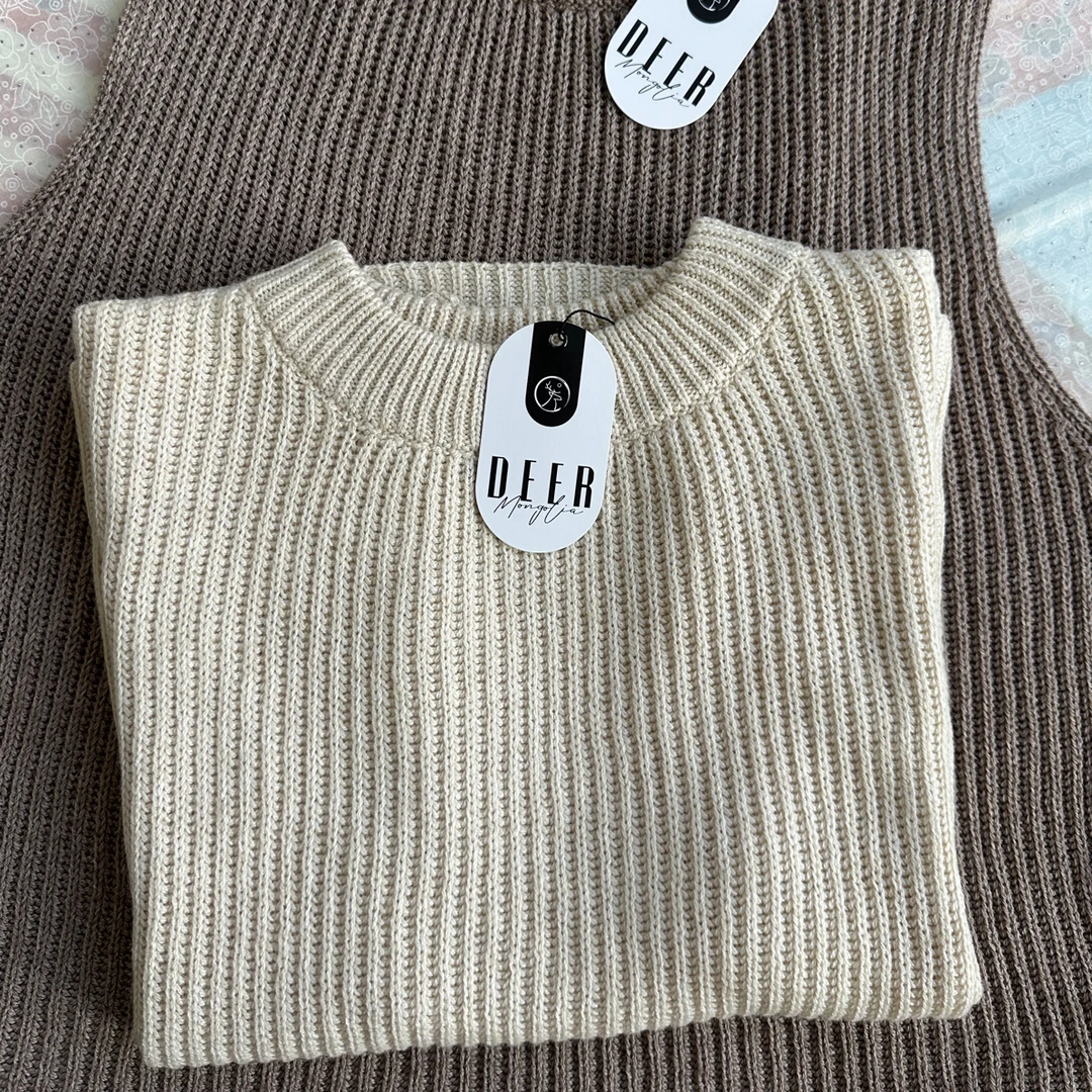 蒙古国Deer 100%羊毛马甲背心均码
