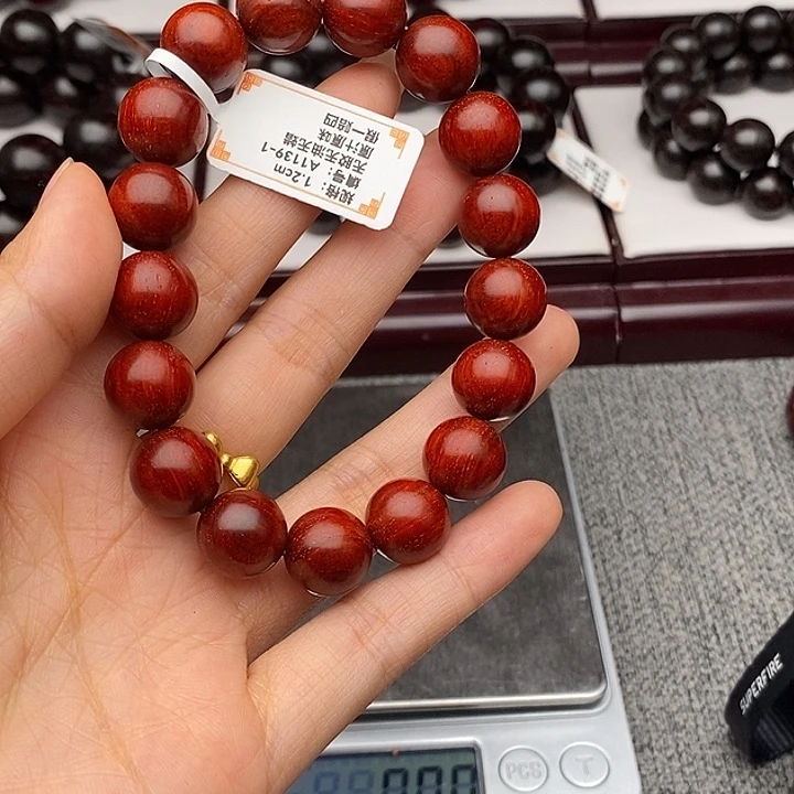 借***口小叶紫檀手串/手链1.2原汁原味龙鳞底