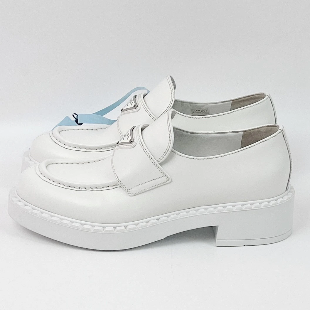 99新 Prada/普拉达 37.5码 Prada普拉达 白色乐福鞋 99新 lm3162