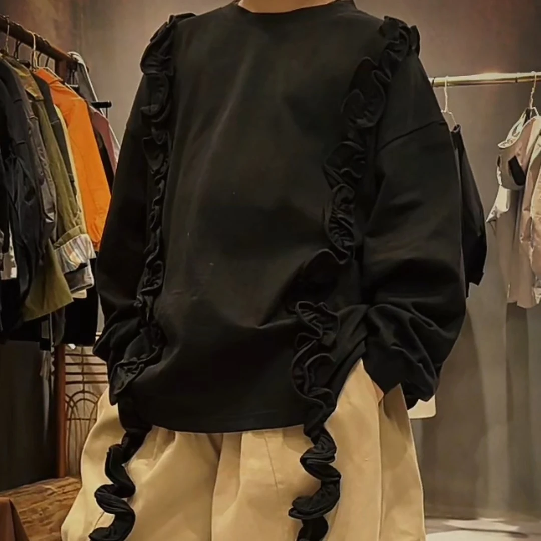 朵朵～舒服～舒服木耳花边T恤