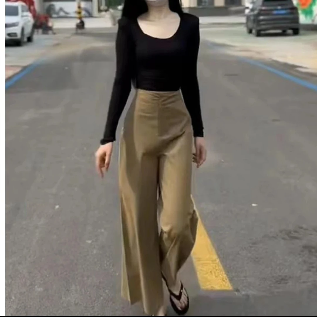 新款减龄显瘦长袖T恤轻奢上衣阔腿裤女装