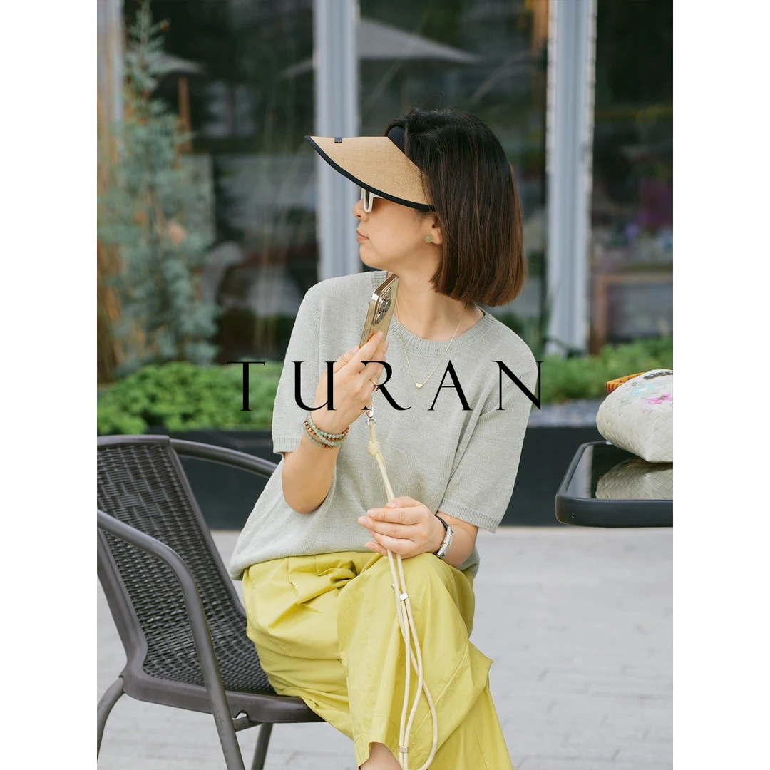 进口和纸纱可机洗针织T恤夏季针织百搭设计师显瘦简约TRTG1025