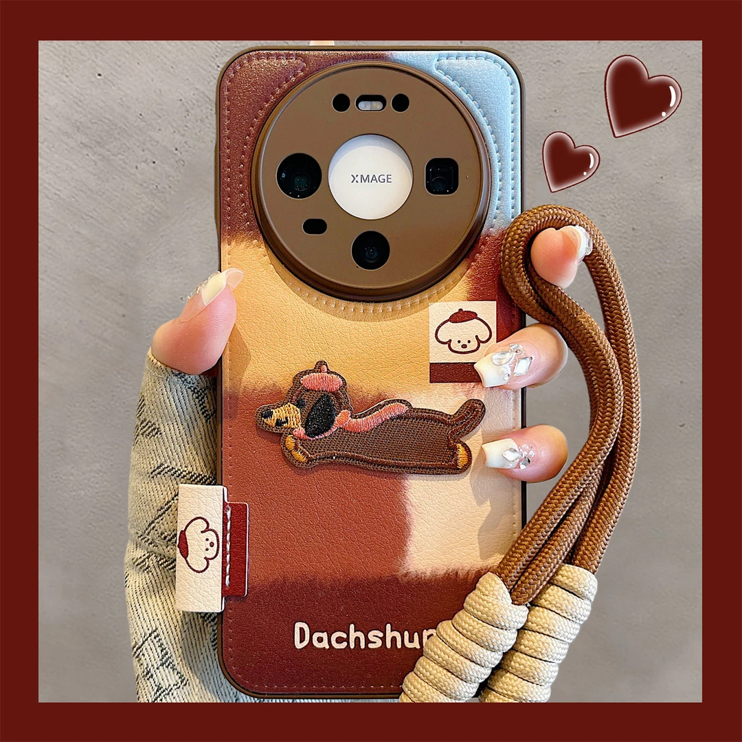 适用华为mate80promax新款手机壳趣味可爱卡通刺绣小狗mate70/60/