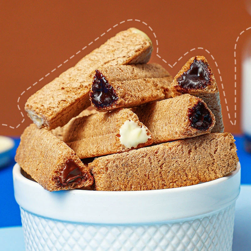 熔岩三角酥巧克力/牛奶味夹心饼干酥脆膨化零 食点心