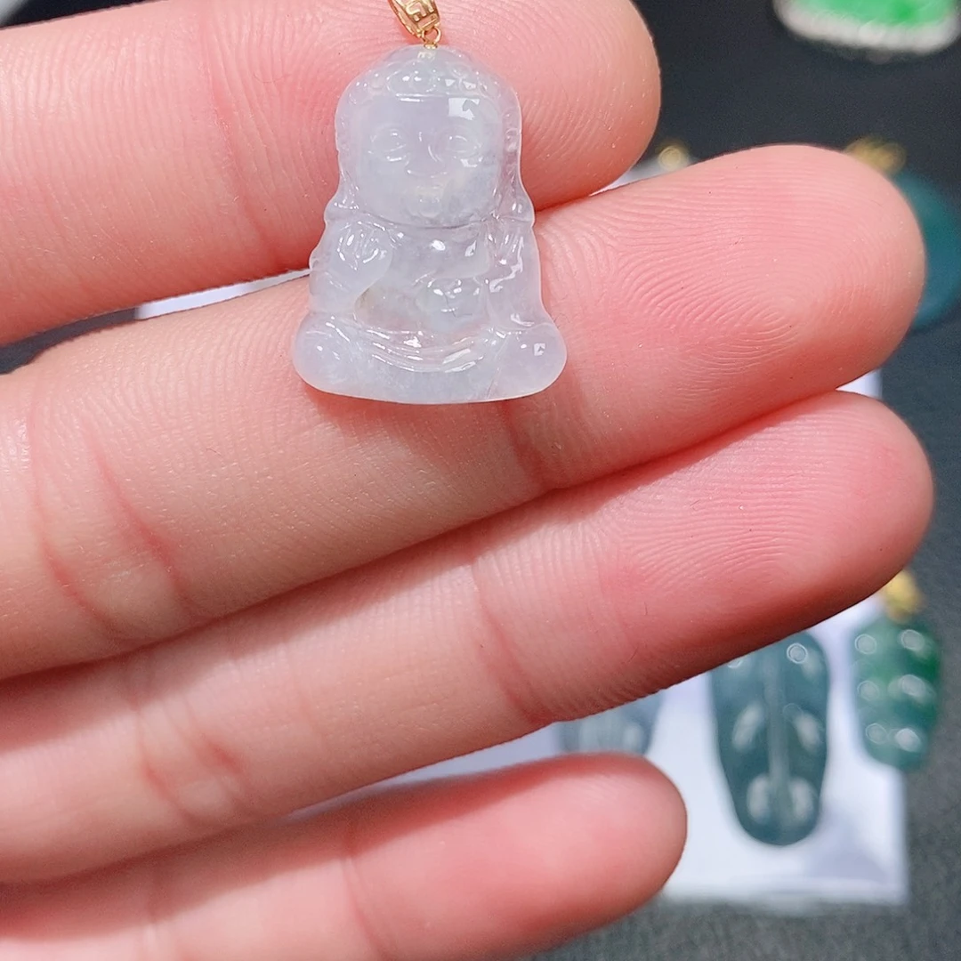 翡翠吊坠(不含链)18K金镶嵌