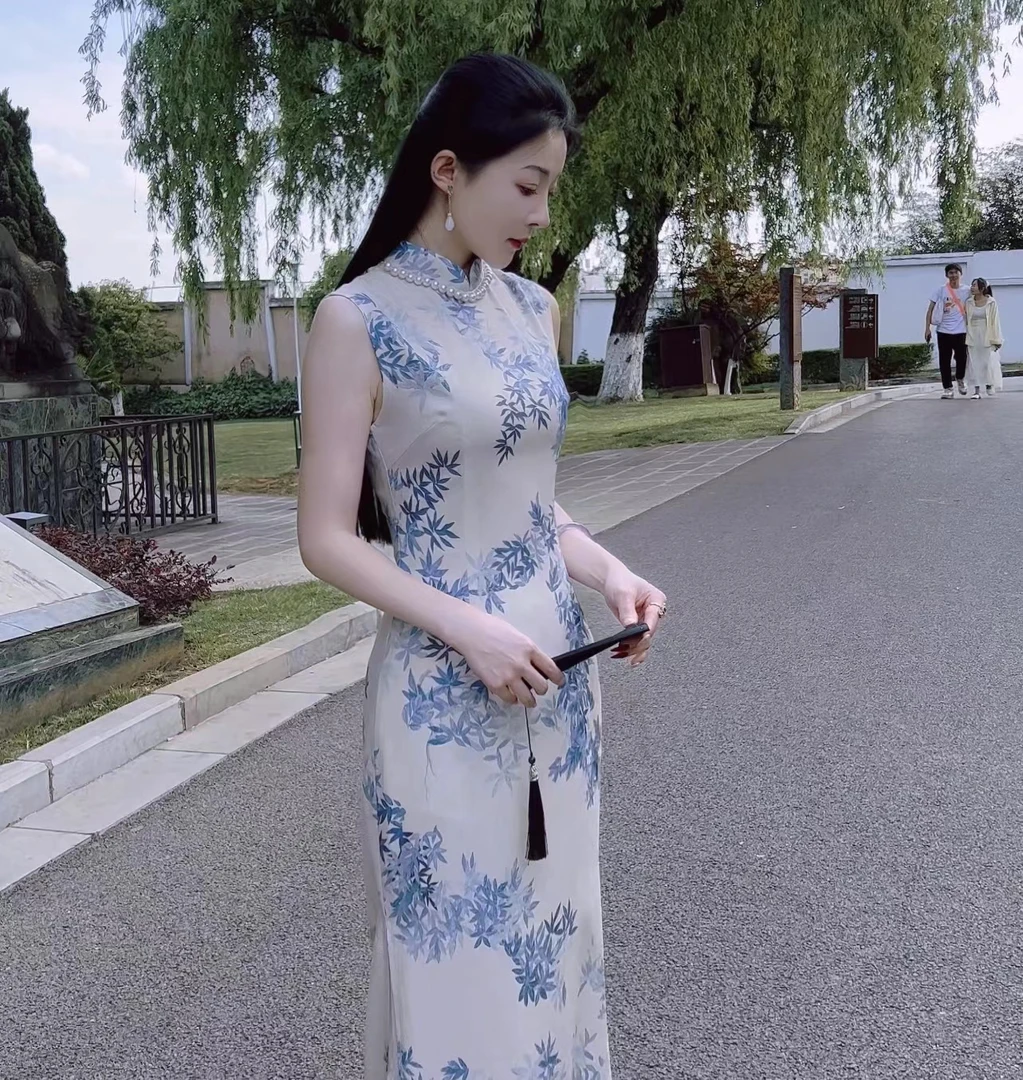 【青花瓷】新中式清冷感绝美气质无袖旗袍2025春夏新款年轻旗袍