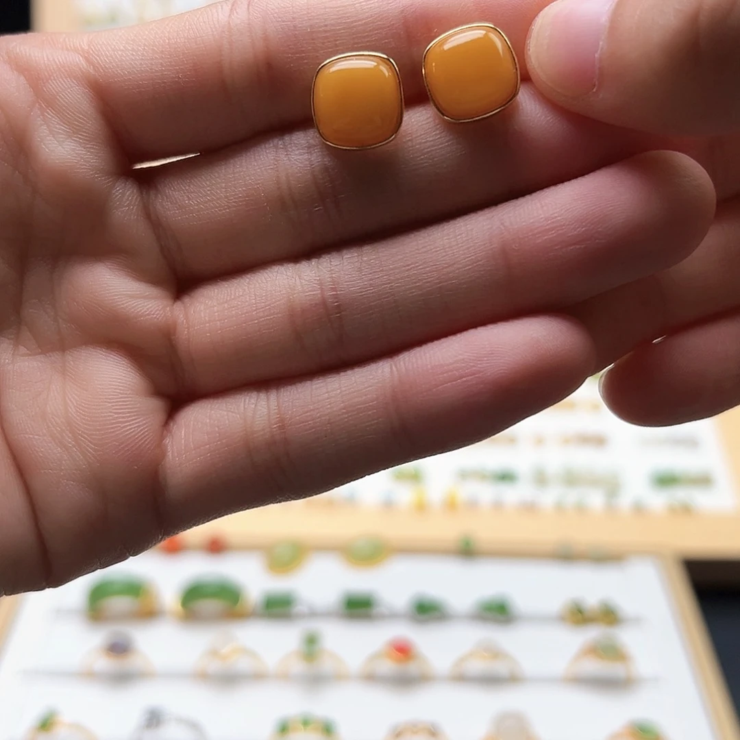 银S925镶嵌和田玉耳饰