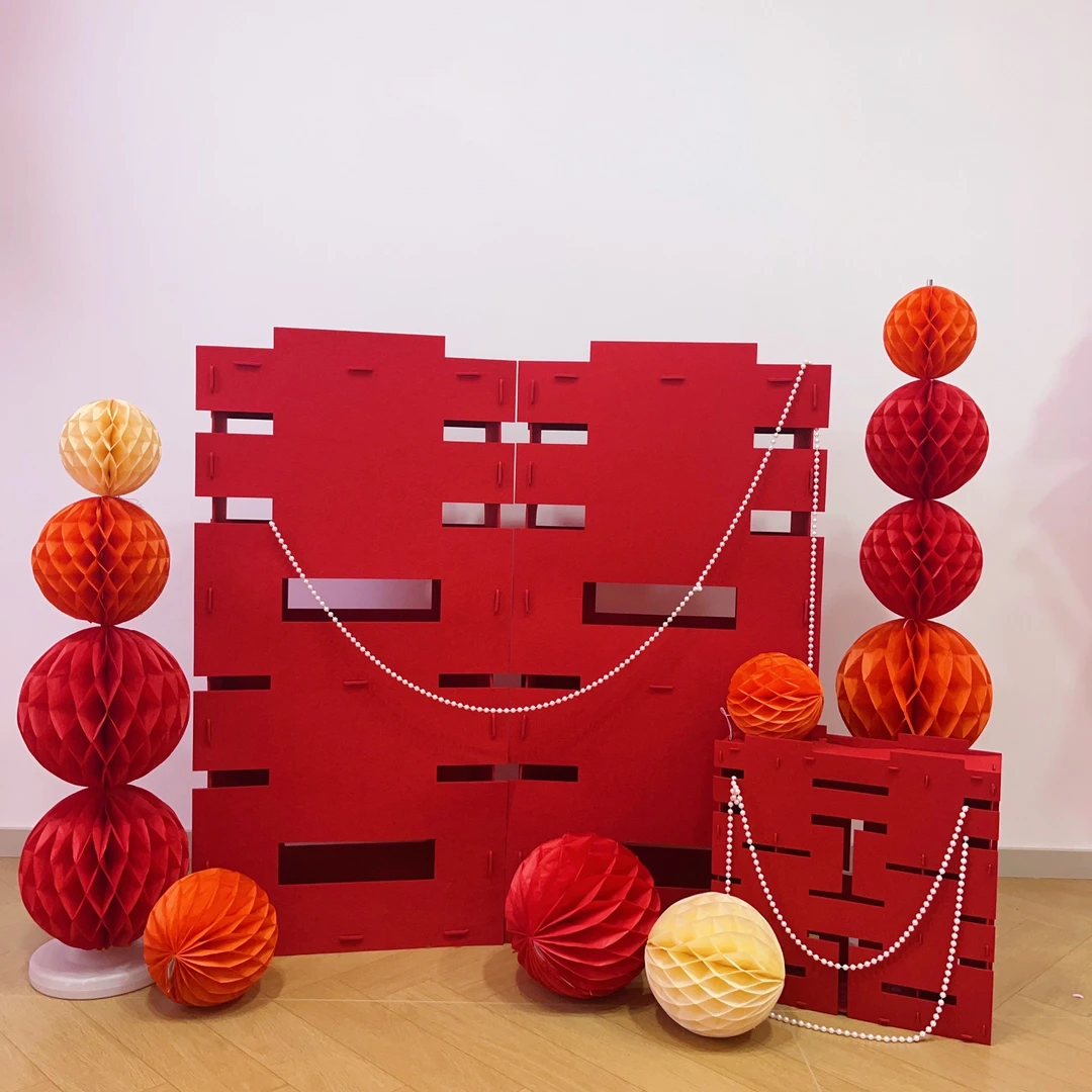 1米立体喜落地摆件双喜超大加厚4毫米毛毡布婚房客厅布置婚庆用品