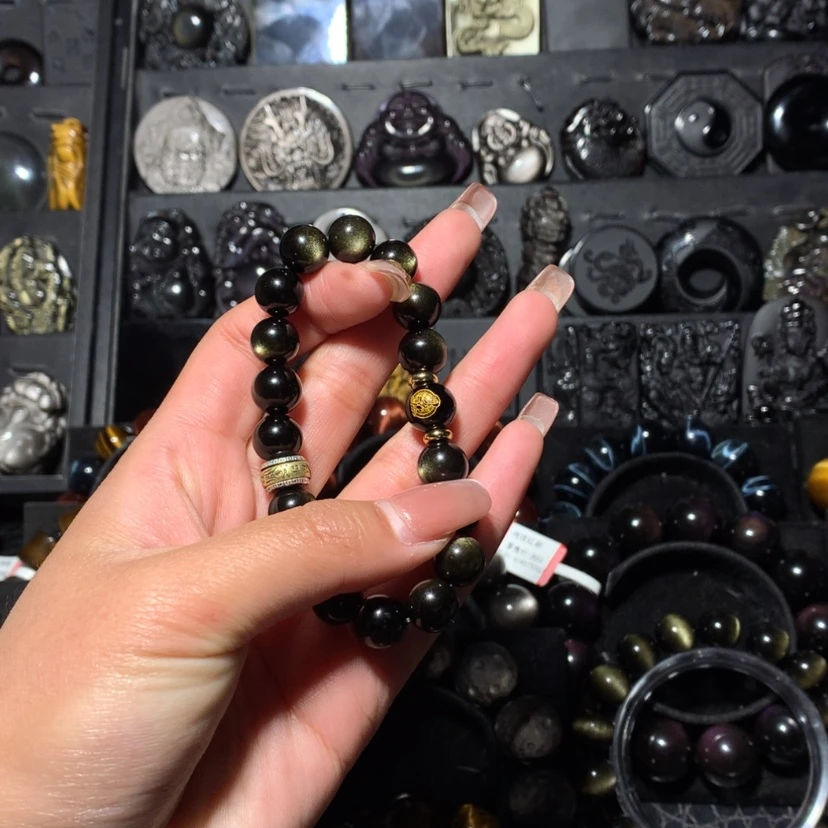 【闪购商品】黑曜岩手链未镶嵌初****睫