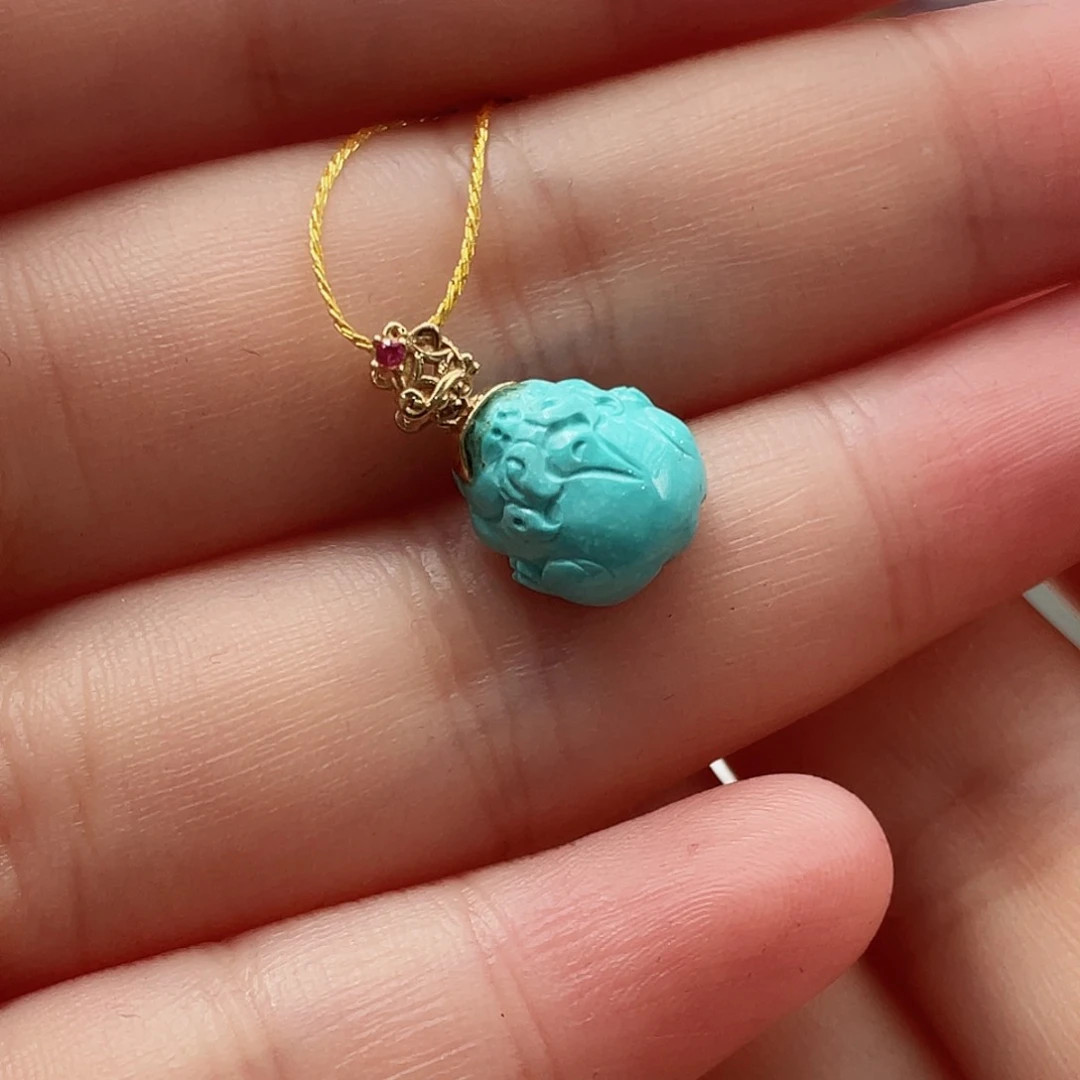 绿松石颈饰18K金镶嵌