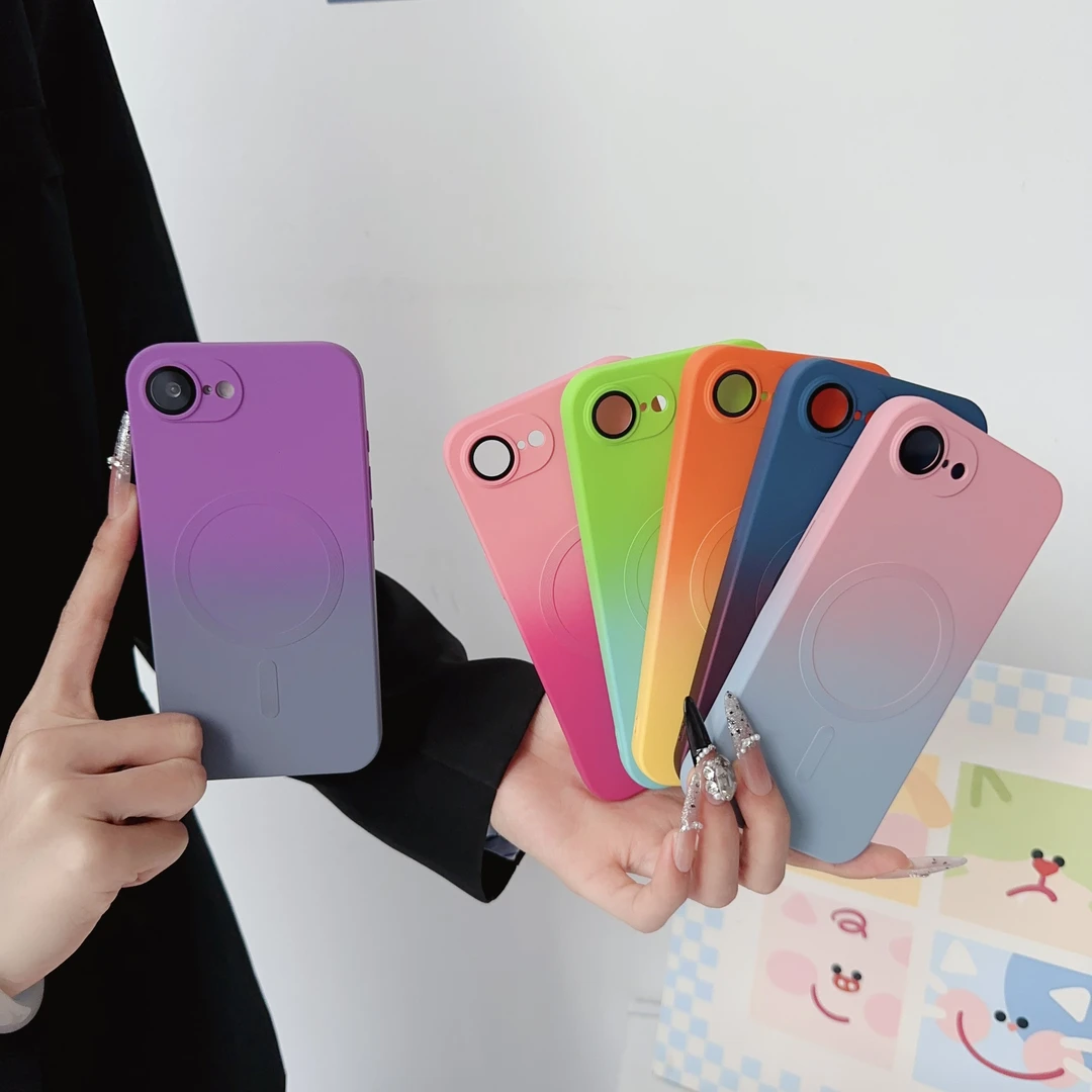 适用苹果16E手机壳时尚双色渐变SE4散热创新男女防摔iPhone保护套