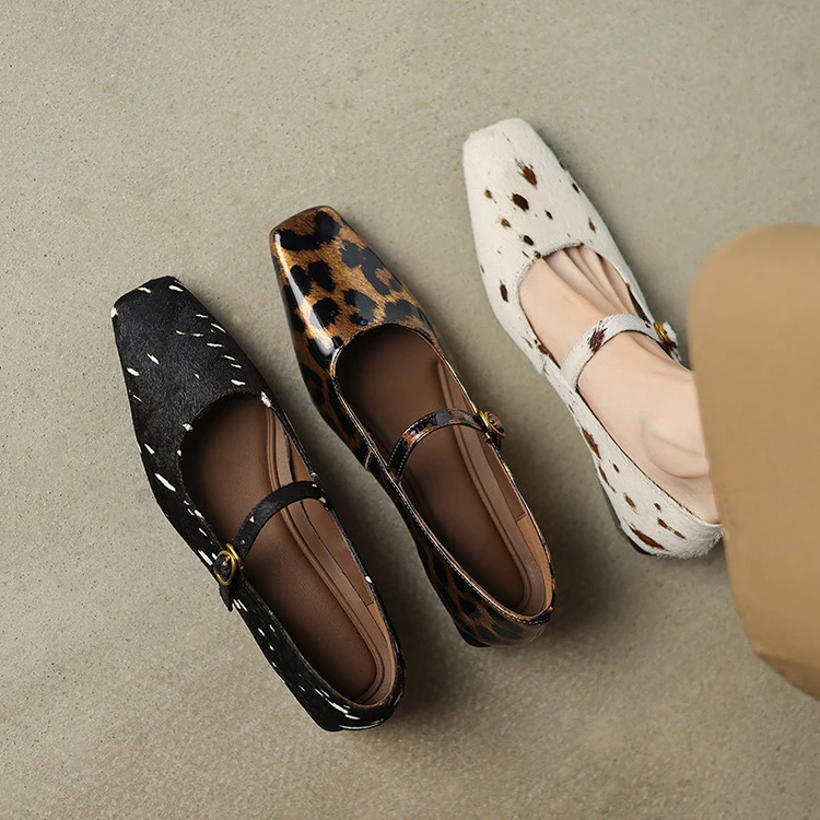 ANDER法式绝美玛丽珍鞋复古真皮粗方跟气质中跟赫本单鞋女