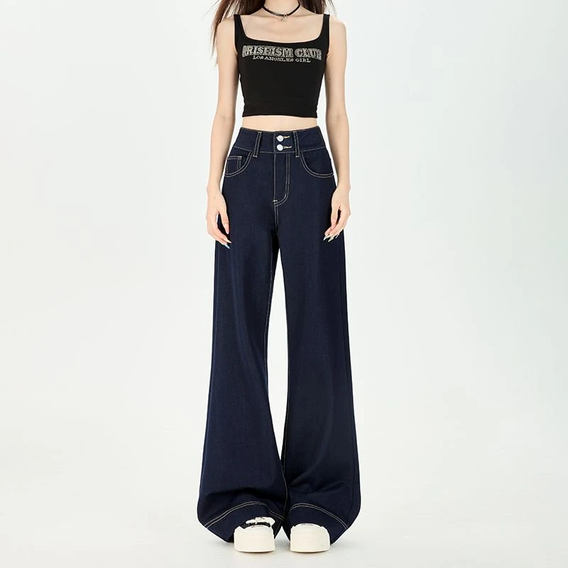 弯刀牛仔裤女2025秋季新款显高显腿直显瘦遮肉直筒小个子阔腿裤